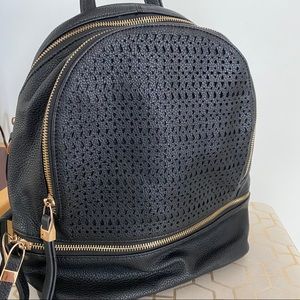 Black Vegan Leather Backpack